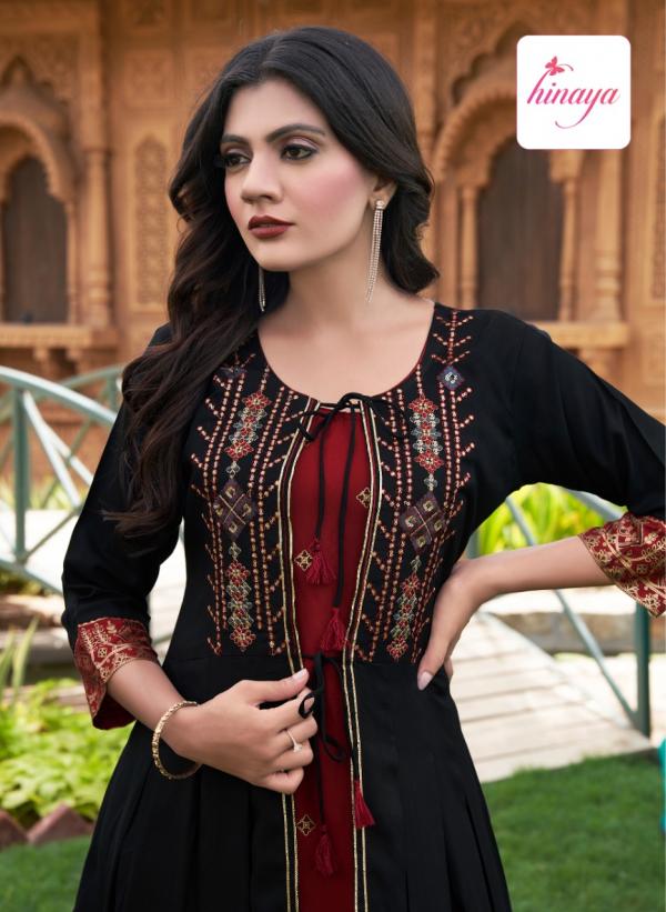 Hinaya Anaisha Rayon Designer Embroidery Kurti Collection